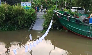 Sà lan tông sập cầu nông thôn ở Đồng Tháp