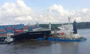 Hai tàu hàng tông nhau, gây tràn dầu ở Cần Giờ