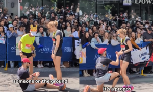 Runner giả vờ chấn thương để cầu hôn ở Vancouver Marathon