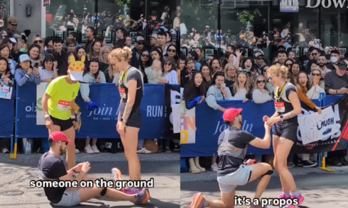 Runner giả vờ chấn thương để cầu hôn ở Vancouver Marathon