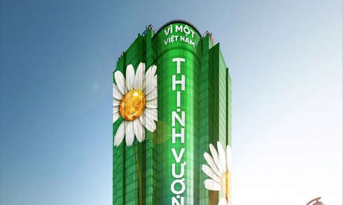 Tòa nhà VPBank hút cộng đồng fan Kpop với biểu tượng hoa cúc