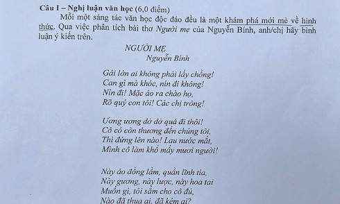 Đề các môn chuyên thi lớp 10 chuyên Khoa học Xã hội và Nhân văn