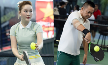 Bảo Thy và chồng thi đấu pickleball