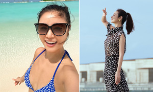 Lâm Tâm Như rạng rỡ trên biển