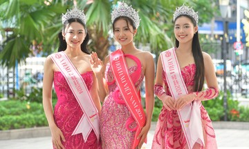 Hoa hậu, á hậu Việt Nam tôn sắc với đầm xuyên thấu