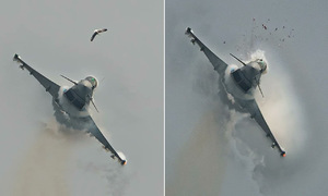 Typhoon fighter jet's canopy cracks after bird strike