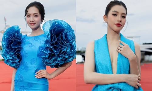 Stars shine in blue at Han river fashion show