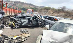 Truck with brake failure causes 24-car pileup, one dead