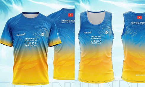 VnExpress Marathon Libera Nha Trang 2025 jerseys feature seaweed and coral motifs