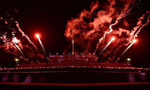 Cannon fire display at Hue Flag Tower
