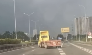 Truck driver fined nearly 46 million VND for reckless driving on expressway
