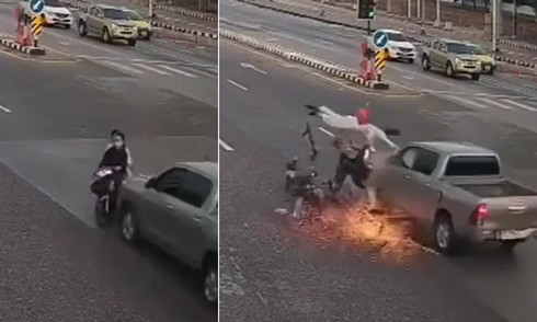 Pickup truck runs red light, killing family on motorcycle