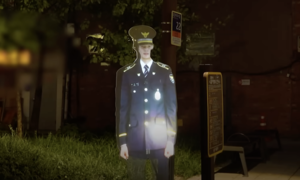 3D holographic police officer patrols Seoul park