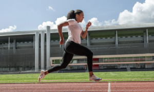 Seven-month pregnant world 60m champion continues sprint training