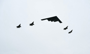message from US stealth aircraft display before Trump-Putin summit