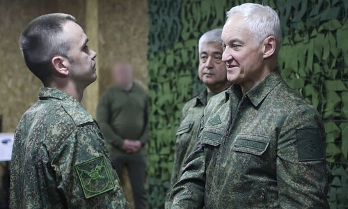 Russian defense minister inspects northern Ukraine battlefront