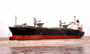 23,000-ton cargo ship runs aground after typhoon