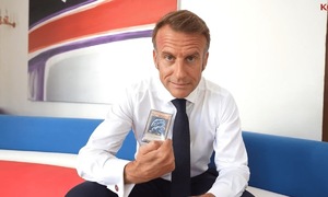 French president delights fans by showing off 'blue-eyes white dragon' card