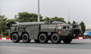 Military vehicles showcased at the A80 parade