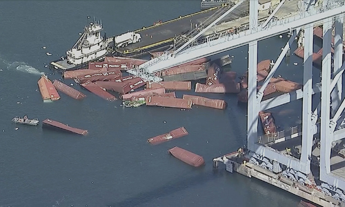 Nearly 70 containers topple like dominoes at California port