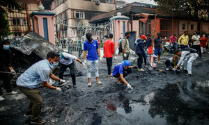 Nepalese youth clean up kathmandu after protests