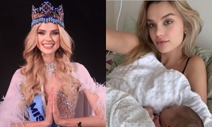 Former Miss World Krystyna Pyszkova welcomes first child
