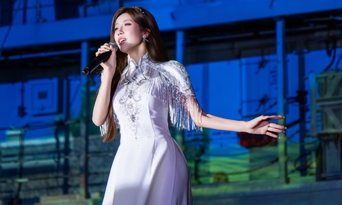 Trang Phap performs for Royal Navy ship's arrival