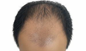 Why do men often experience M-shaped hair loss?