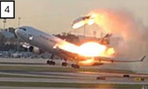 Moments an engine detached from a US cargo plane