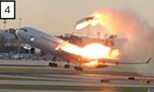 Moments an engine detached from a US cargo plane