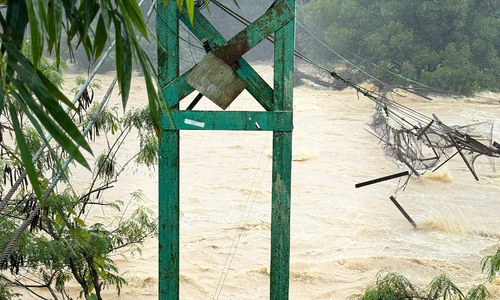 Major flood sweeps away suspension bridge at Dray Nur waterfall