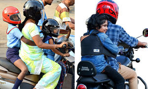 Children riding motorcycles must wear helmets and safety harnesses