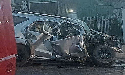 Passenger bus and car collide, two dead