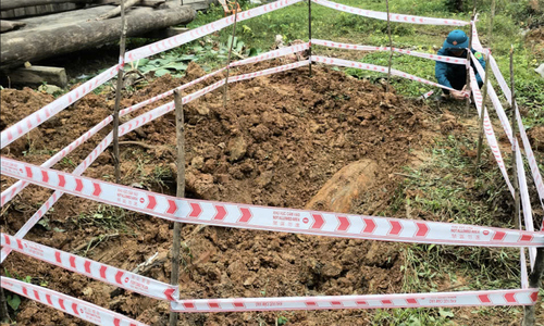 Bomb discovered during house foundation excavation