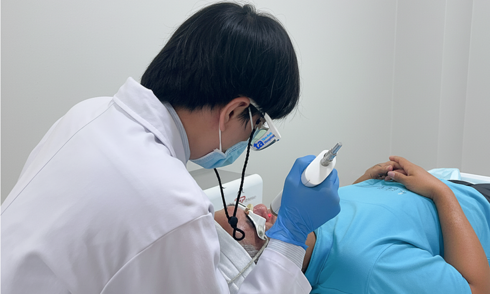 Facial redness due to dilated blood vessels