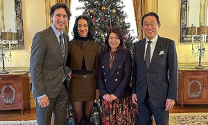 Katy Perry and Justin Trudeau visit former Japanese Prime Minister Fumio Kishida