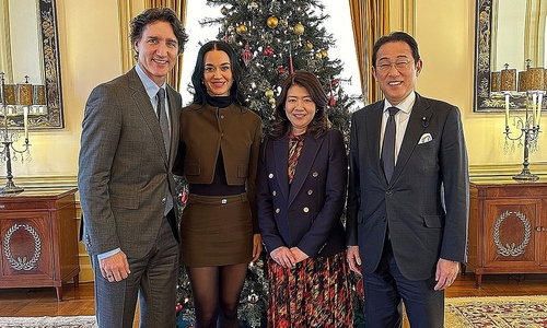 Katy Perry and Justin Trudeau visit former Japanese Prime Minister Fumio Kishida