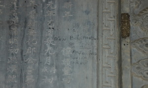 Stele at Nguyen Dynasty royal tomb defaced with illegal carvings