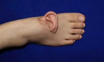 Severed ear reattached after five months 'grown' on foot
