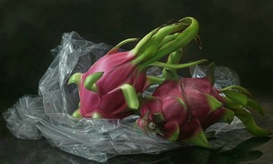 Artist paints dragon fruit, custard apple like photographs
