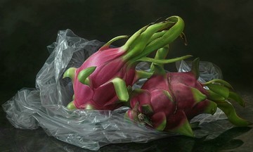 Artist paints dragon fruit, custard apple like photographs