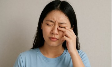 Why do your eyes feel gritty even without dust?