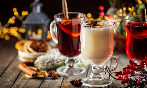 The festive duo: mulled wine and eggnog for Christmas cheer