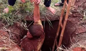 Young man rescued from 10-meter-deep well
