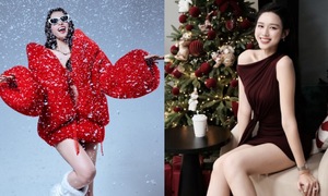 Misses and first runners-up don red dresses