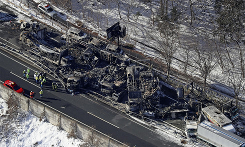 Nearly 70 vehicles in chain collision on Japan highway