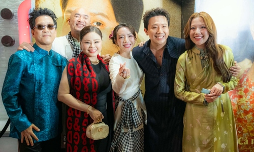 Tran Thanh, Truong Giang attend Thu Trang's film screening