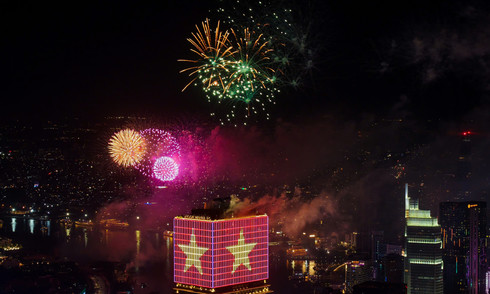 Fireworks illuminate to celebrate the new year