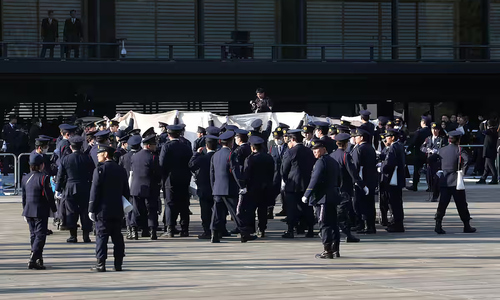 Nude man causes disturbance during emperor's speech