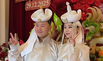 Mongolian attire draws attention at Vietnamese wedding procession